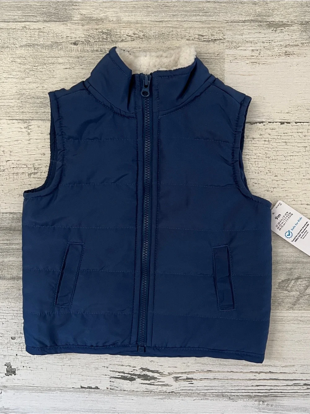 Carter’s Lightweight Quilted Vest Baby 9M Navy Blue  Zip Front Layering
